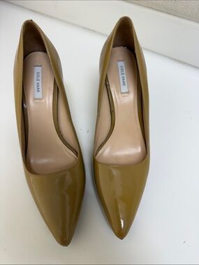 Cole Haan Patent Pointed-Toe Pumps in Mustard